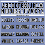 Custom Light Blue Black-White Stitched Cuffed Knit Hat