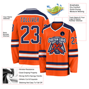 Custom Orange Navy-White Hockey Jersey