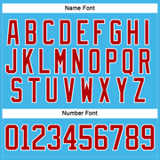 Custom Sky Blue Red-White Funny Christmas 3D Hockey Lace Neck Jersey