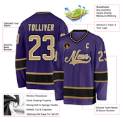 Custom Purple Old Gold-Black Hockey Jersey