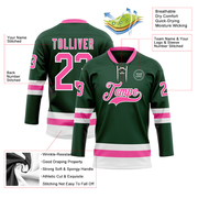 Custom Green Pink-White Hockey Lace Neck Jersey