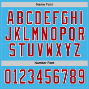 Custom Sky Blue Red-White Hockey Jersey