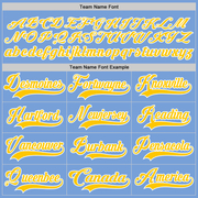 Custom Light Blue Yellow-White Hockey Lace Neck Jersey