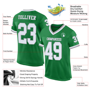Custom Grass Green White-Gray Mesh Authentic Throwback Football Jersey