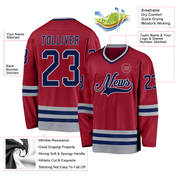 Custom Maroon Navy-Gray Hockey Jersey