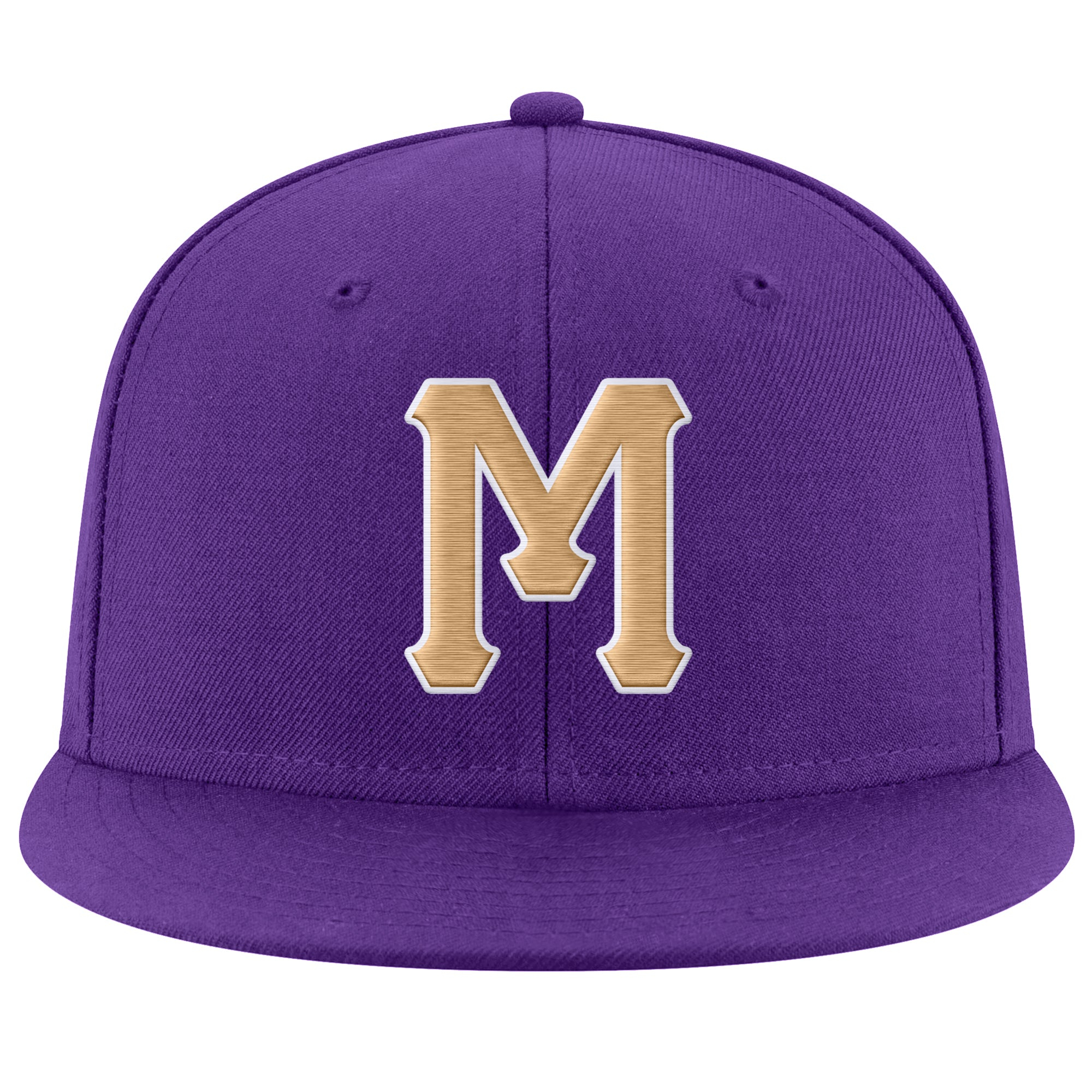 Custom Purple Old Gold-White Stitched Adjustable Snapback Hat
