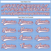 Custom Light Blue White-Crimson Hockey Lace Neck Jersey