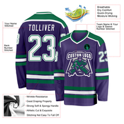 Custom Purple White-Kelly Green Hockey Jersey