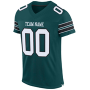 Custom Midnight Green White-Black Mesh Authentic Football Jersey