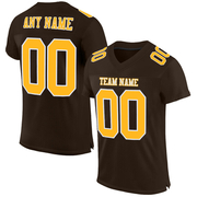 Custom Brown Gold-White Mesh Authentic Football Jersey