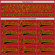 Custom Red Black-Gold Hockey Lace Neck Jersey