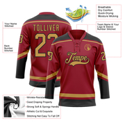 Custom Maroon Old Gold-Black Hockey Lace Neck Jersey
