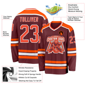 Custom Burgundy Orange-White Hockey Jersey