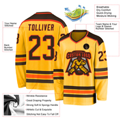Custom Gold Brown-Orange Hockey Jersey