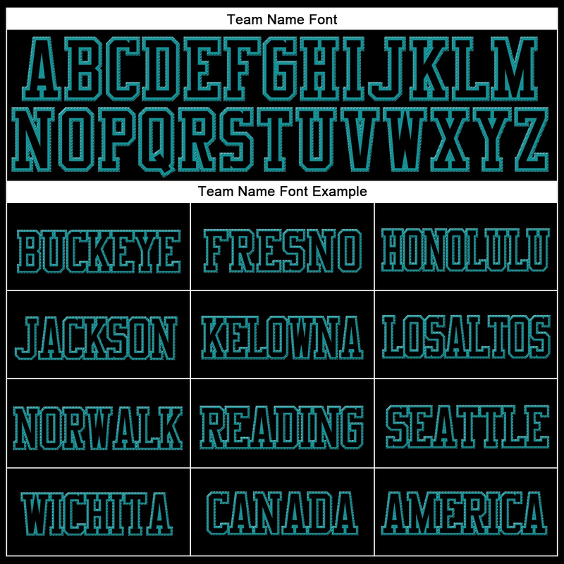 Custom Black Black-Aqua Stitched Cuffed Knit Hat