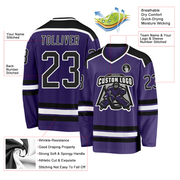 Custom Purple Black-White Hockey Jersey