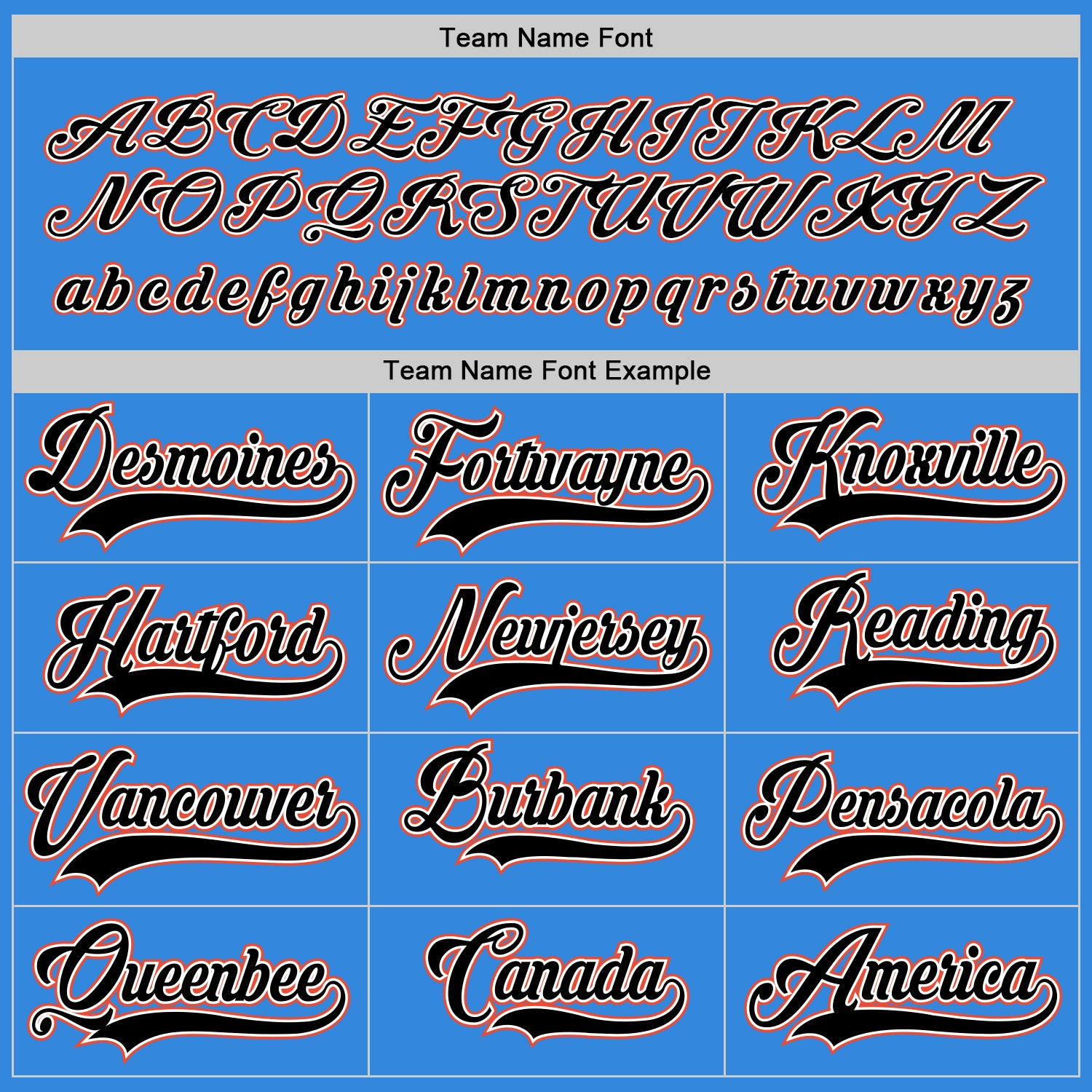 Custom Powder Blue Black-Orange Hockey Jersey