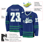 Custom Royal White-Kelly Green Hockey Jersey
