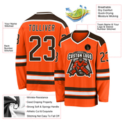 Custom Orange Brown-White Hockey Jersey