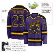 Custom Purple Black-Gold Hockey Jersey