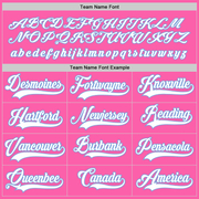 Custom Pink White-Light Blue Hockey Jersey