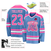 Custom Light Blue Pink-White Hockey Jersey
