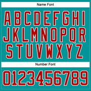 Custom Aqua Red-White Hockey Jersey