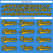 Custom Powder Blue Gold-Black Hockey Lace Neck Jersey