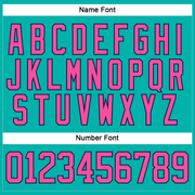 Custom Aqua Pink-Navy Hockey Lace Neck Jersey