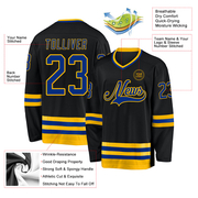 Custom Black Royal-Gold Hockey Jersey