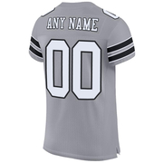 Custom Light Gray White-Black Mesh Authentic Football Jersey