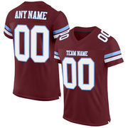 Custom Burgundy White-Light Blue Mesh Authentic Football Jersey