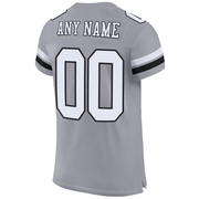 Custom Light Gray White-Black Mesh Authentic Football Jersey