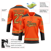 Custom Orange Old Gold-Black Hockey Lace Neck Jersey