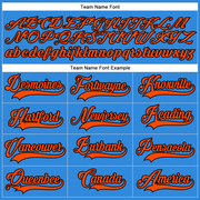 Custom Powder Blue Orange-Black Hockey Lace Neck Jersey