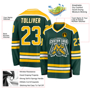 Custom Green Gold-White Hockey Jersey