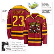 Custom Maroon Gold-Black Hockey Jersey