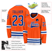Custom Orange Royal-White Hockey Jersey