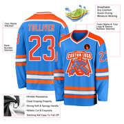 Custom Powder Blue Orange-White Hockey Jersey