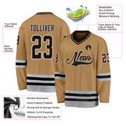 Custom Old Gold Black-Gray Hockey Jersey