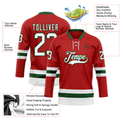 Custom Red White-Green Hockey Lace Neck Jersey