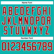 Custom Aqua Red-White Hockey Lace Neck Jersey