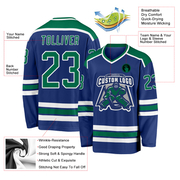 Custom Royal Kelly Green-White Hockey Jersey