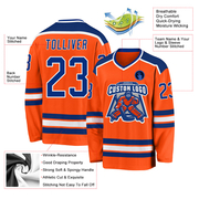 Custom Orange Royal-White Hockey Jersey