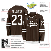 Custom Brown White Hockey Jersey