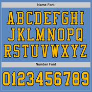 Custom Light Blue Gold-Black Mesh Authentic Football Jersey