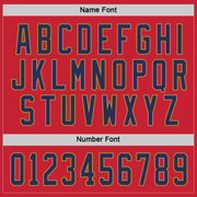 Custom Red Navy-Old Gold Hockey Jersey