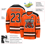 Custom Orange Black-White Hockey Jersey