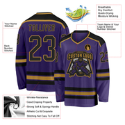 Custom Purple Black-Old Gold Hockey Jersey