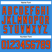 Custom Powder Blue Orange-Navy Hockey Lace Neck Jersey